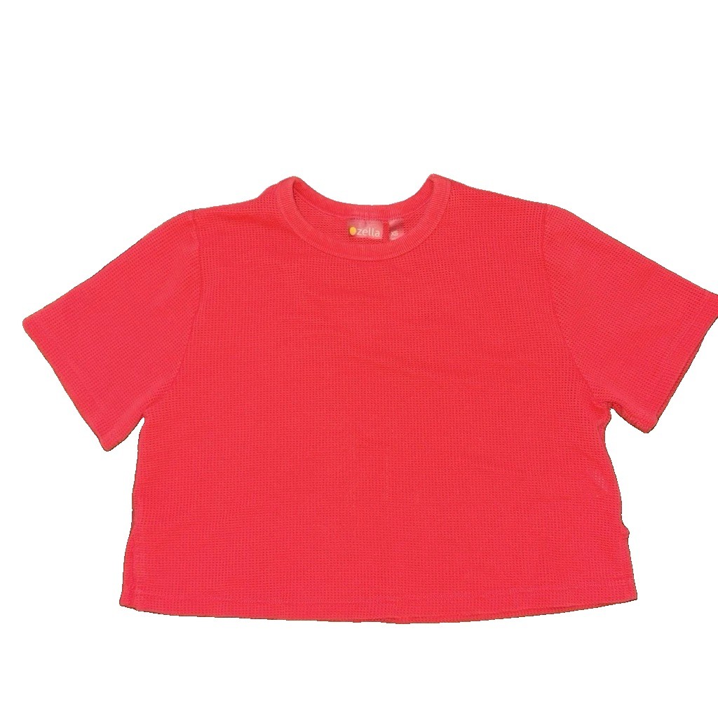 Zella Women’s gertie rose Cropped Crew Neck Short Sleeve Knit T-Shirt Solid XS
