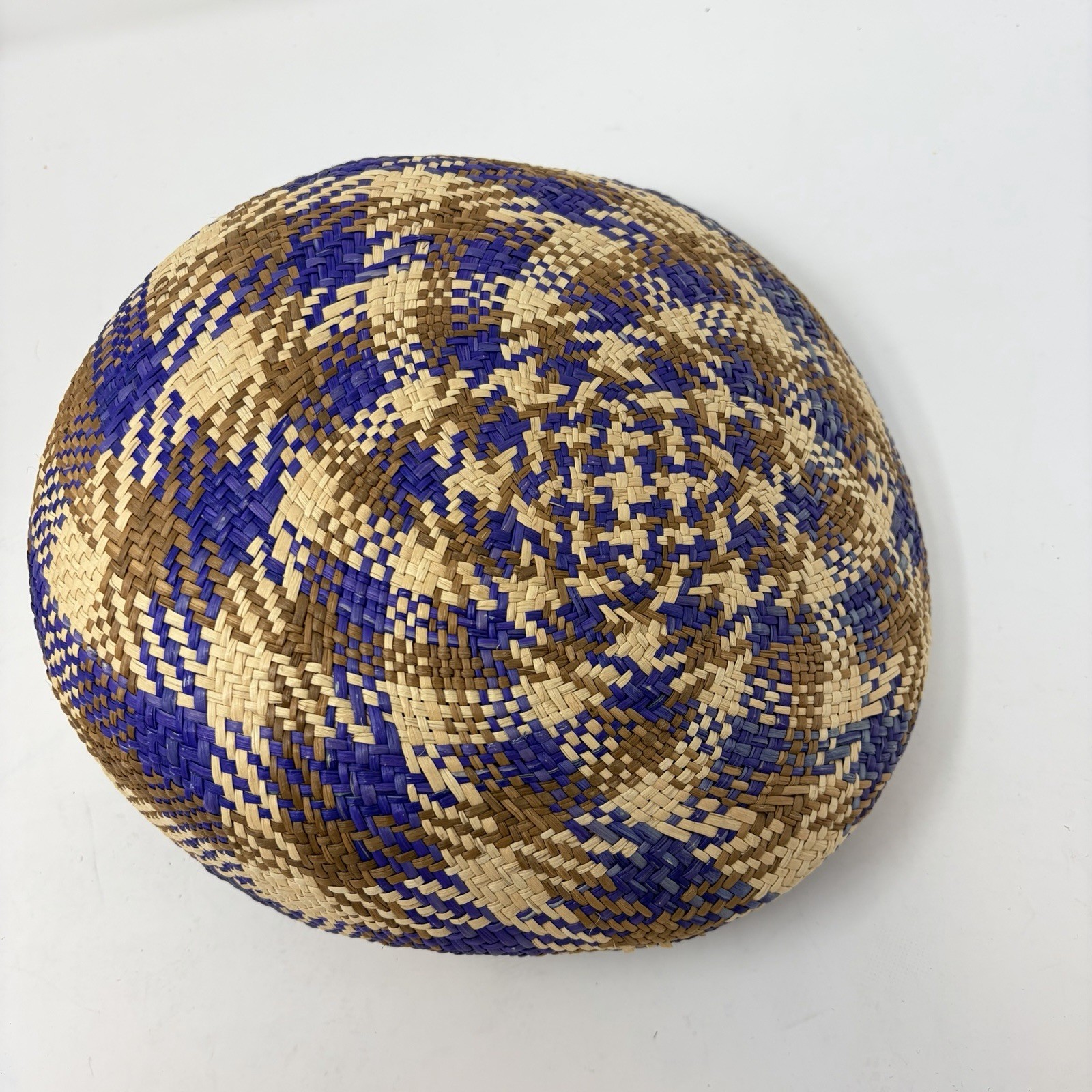 Panama Hat Ecuador Toquilla Straw Ivy Cap Flat Cap Multicolor Blue Brown Size 61