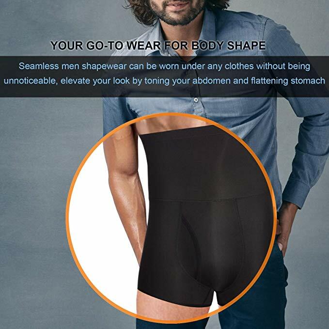 Men’s Compression Leggings Pants High Waist Shorts Shaping Thigh Butt Underpants