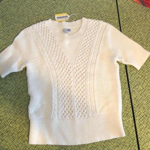 NWT LL Bean Signature Short Sleeve Fisherman Sweater s xxs fits big retails $178