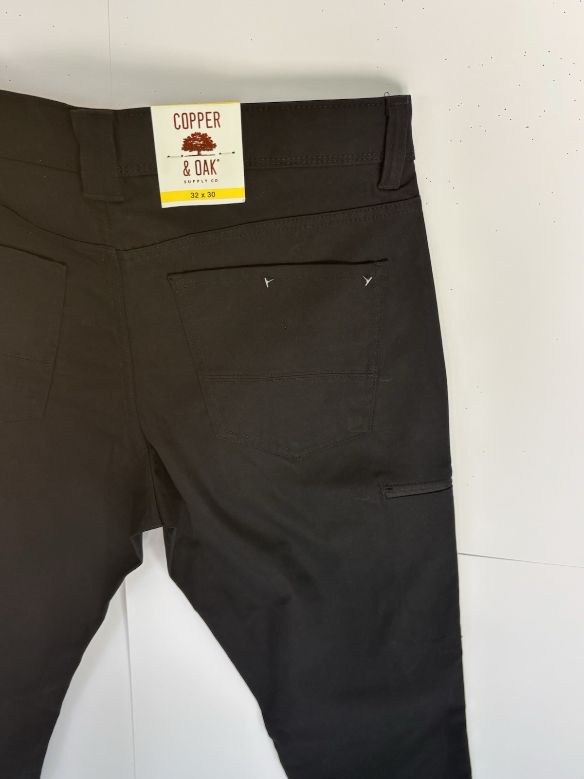 Copper & Oak Men’s Black Casual Pants Slim Tapered 32W Polyester Pockets