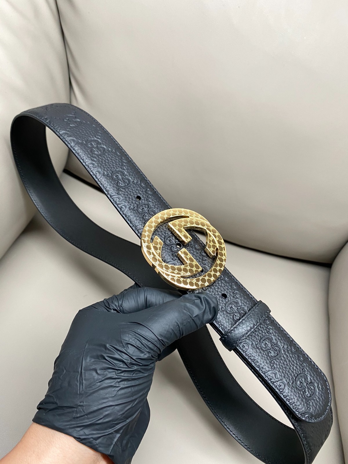 100% Authentic Gucci Black Leather Belt