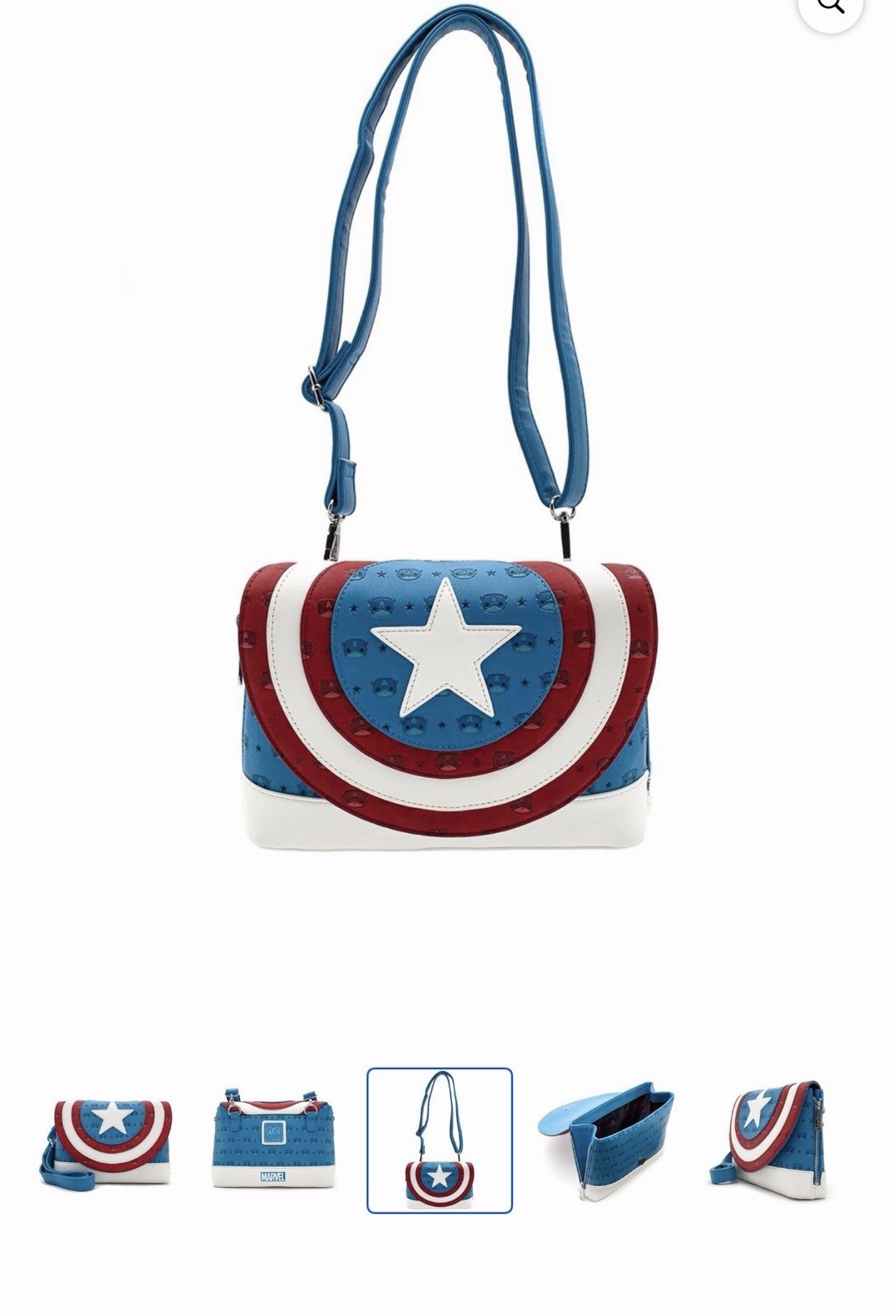 Loungefly X Marvel Funko Captain America Debossed Shield Crossbody Bag