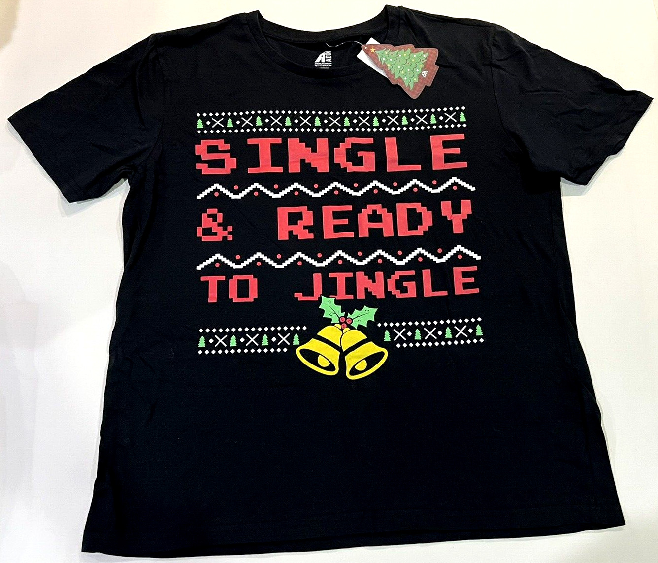 Single and Ready to Jingle Ugly Christmas Men’s Black Shirt Size L, XL, ADTN