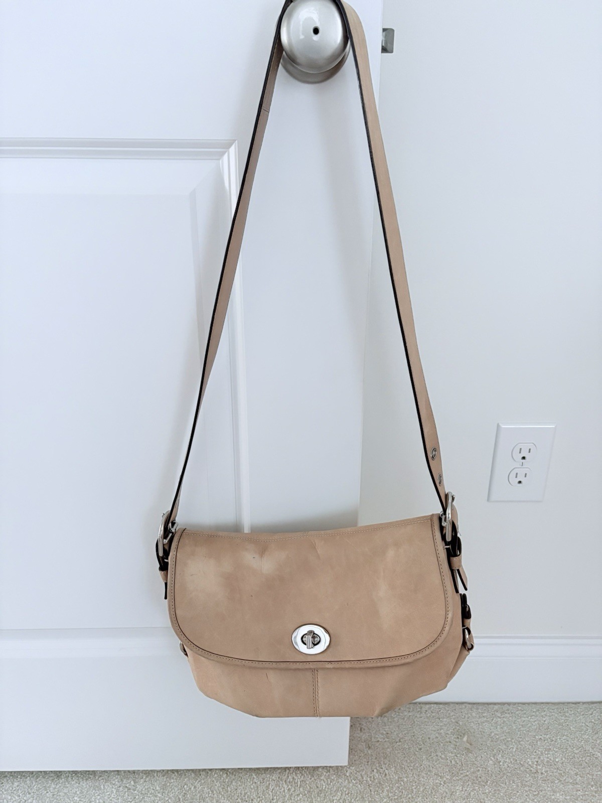 COACH C1069-F15170 Flap Legacy Camel Tan Leather Shoulder Crossbody Duffle Bag
