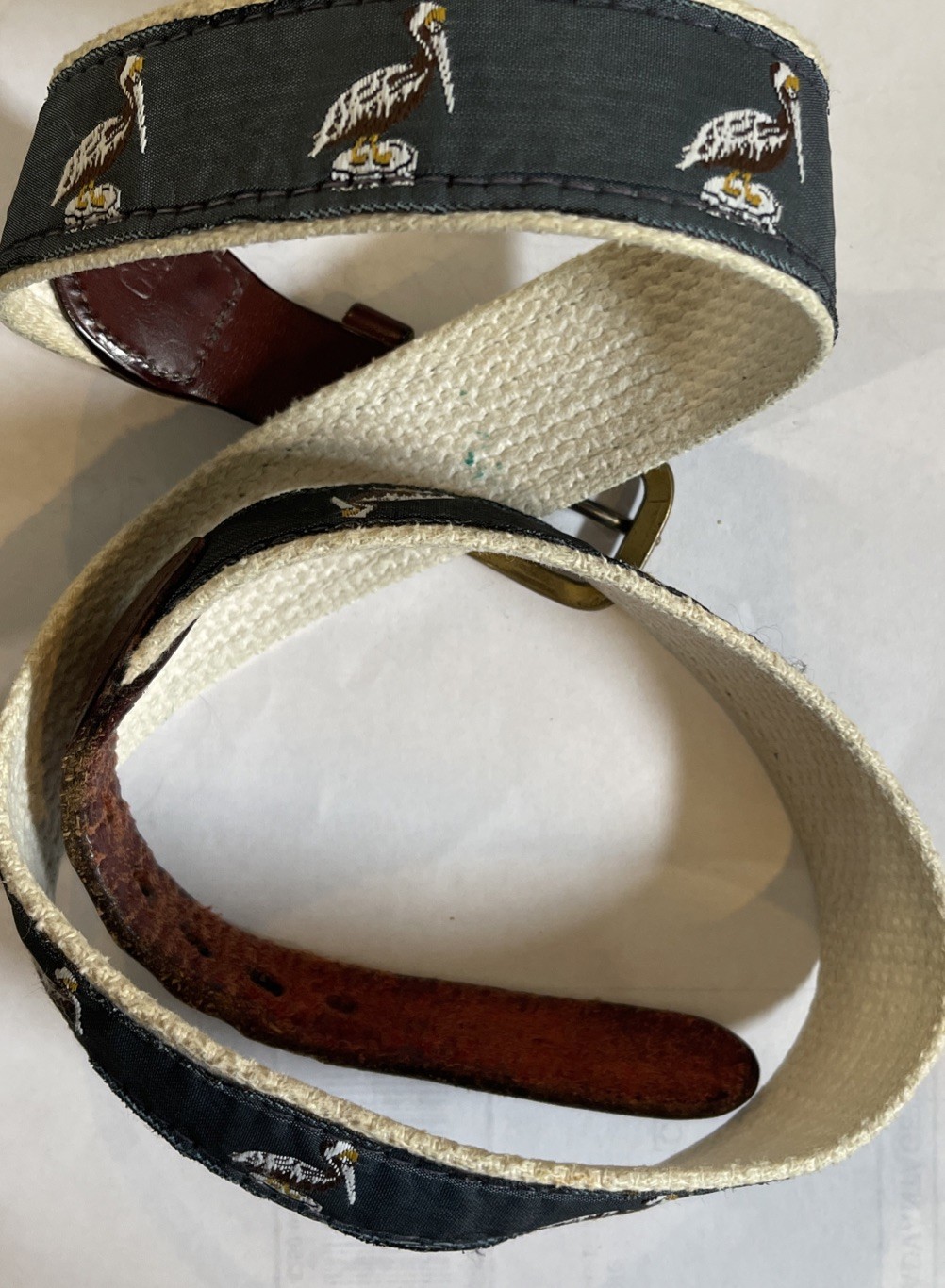 MEN’S Bird Belt sz 30 Navy on ivory braided belt sz 30 EUC PREPPY