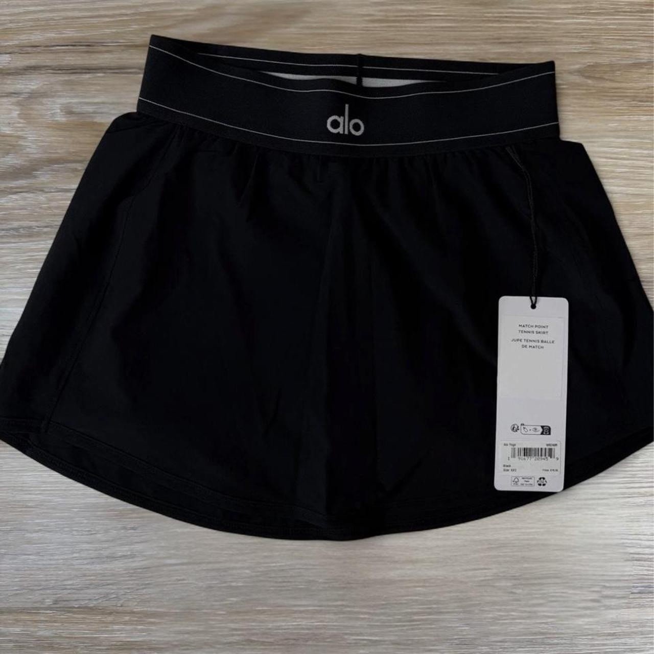 Alo Yoga Match Point Tennis Skirt Black Size Small NWT New with Tags Bag