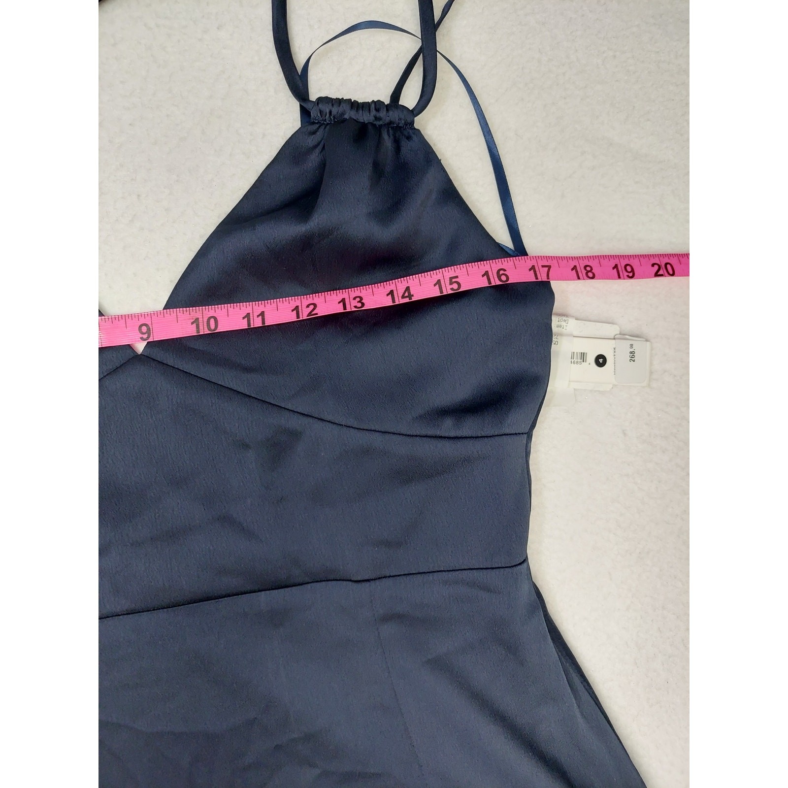 AQUA sz 4 S navy blue backless satin Aline formal party maxi dress gown NWT 0b9