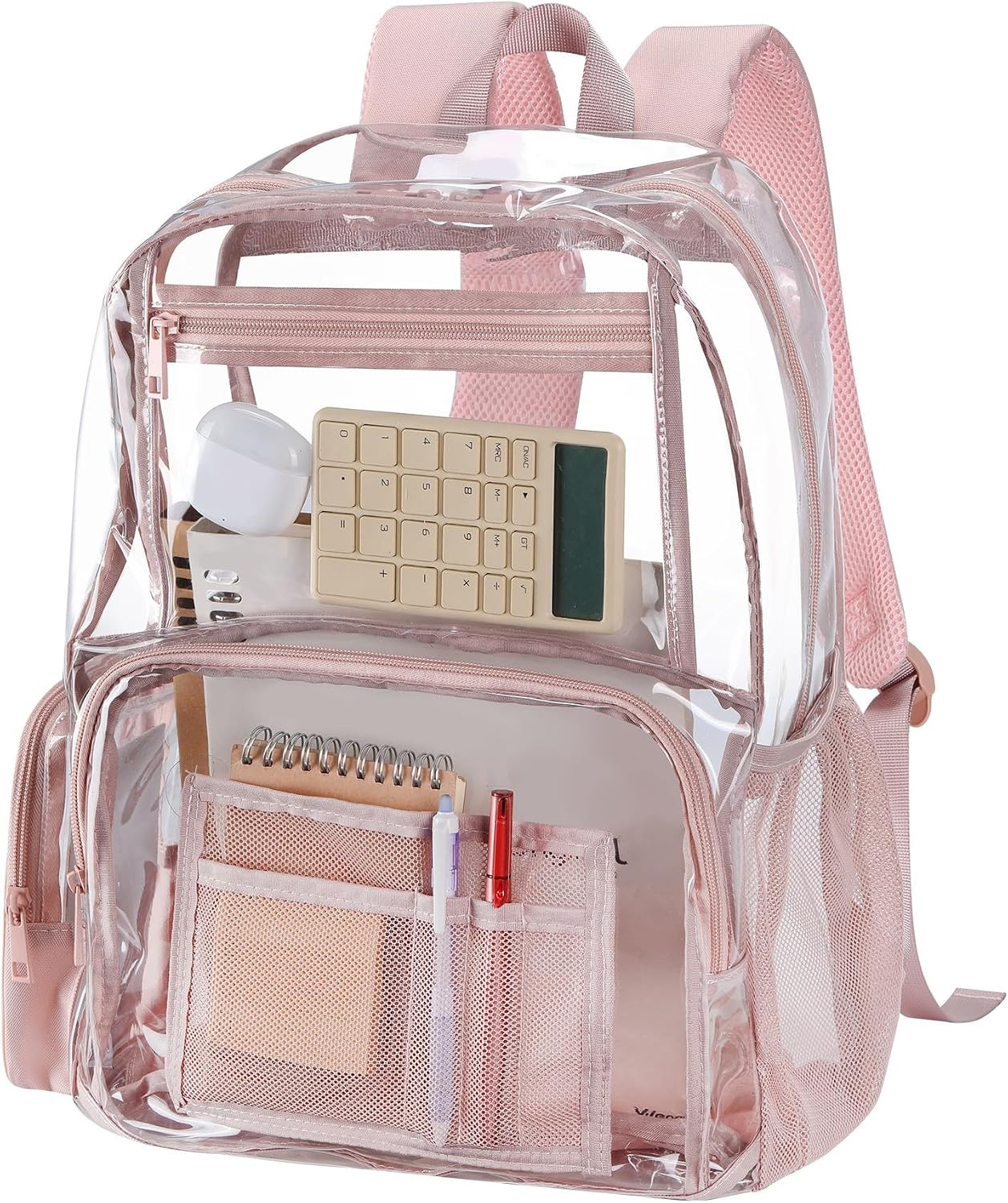 18In Clear Backpack for School Heavy Duty Transparent Bookbag for Girls | Pink,S