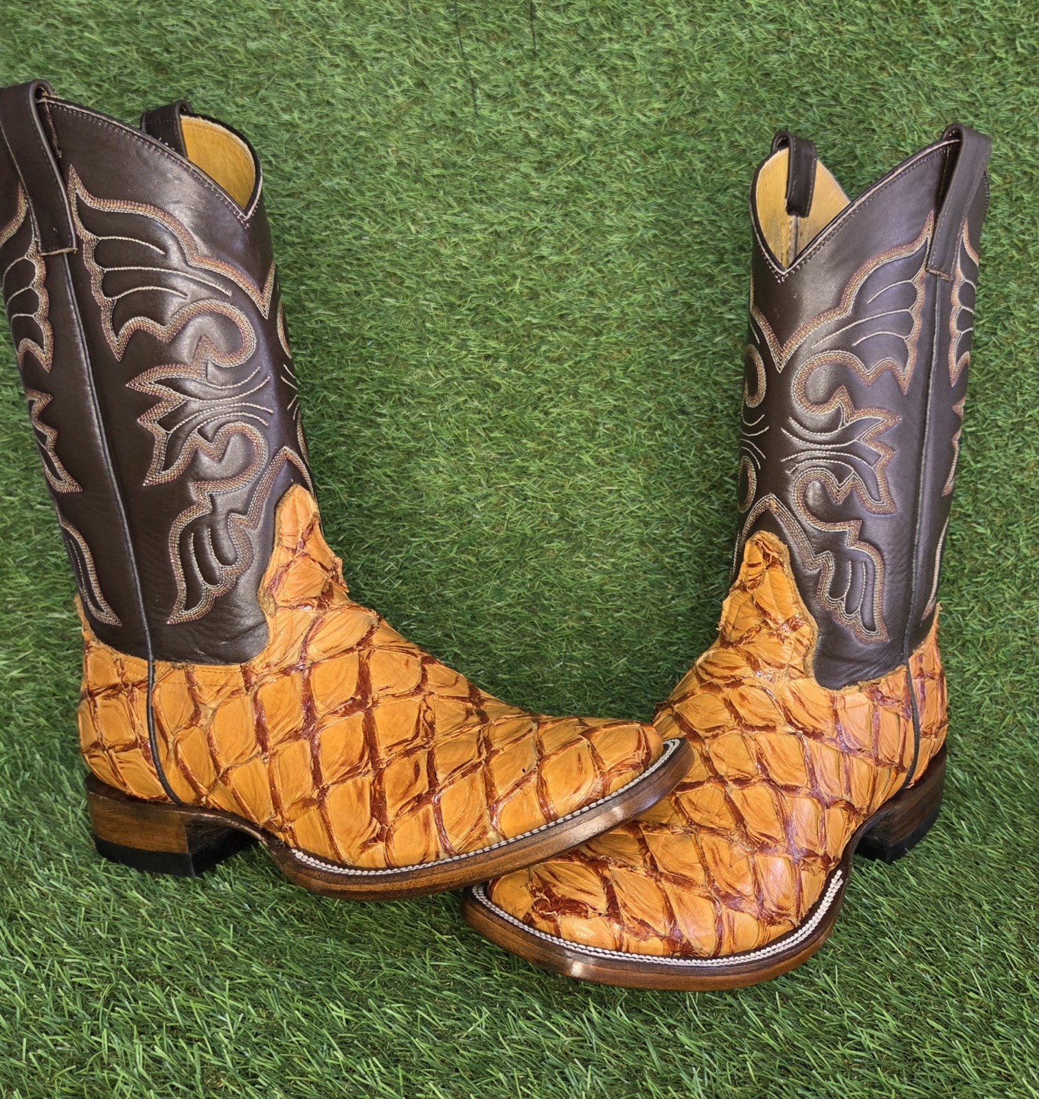mens new 100% original arapaima pirarucu fish cowboy boots all sizes available