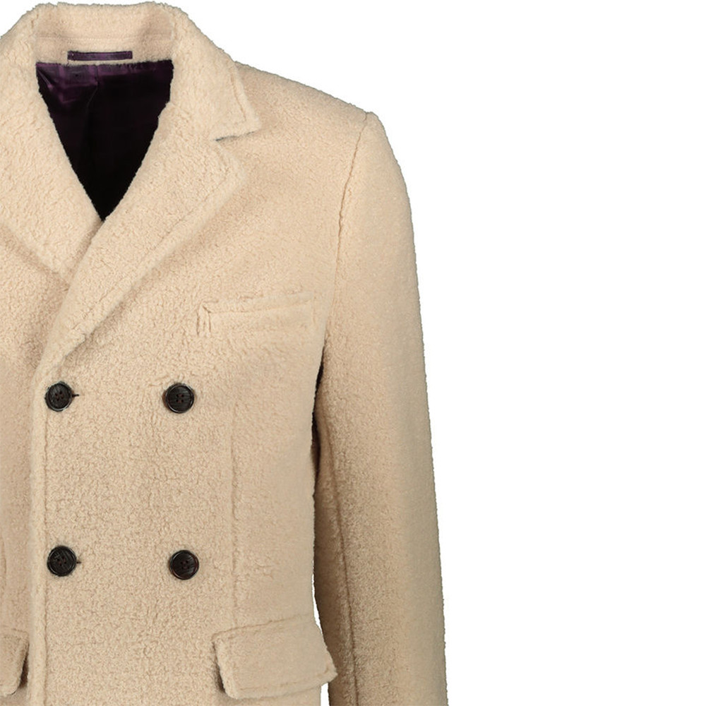 WILLIAM HUNT Faux Shearling Coat Double Breasted Overcoat Size 50 – RP £700.00