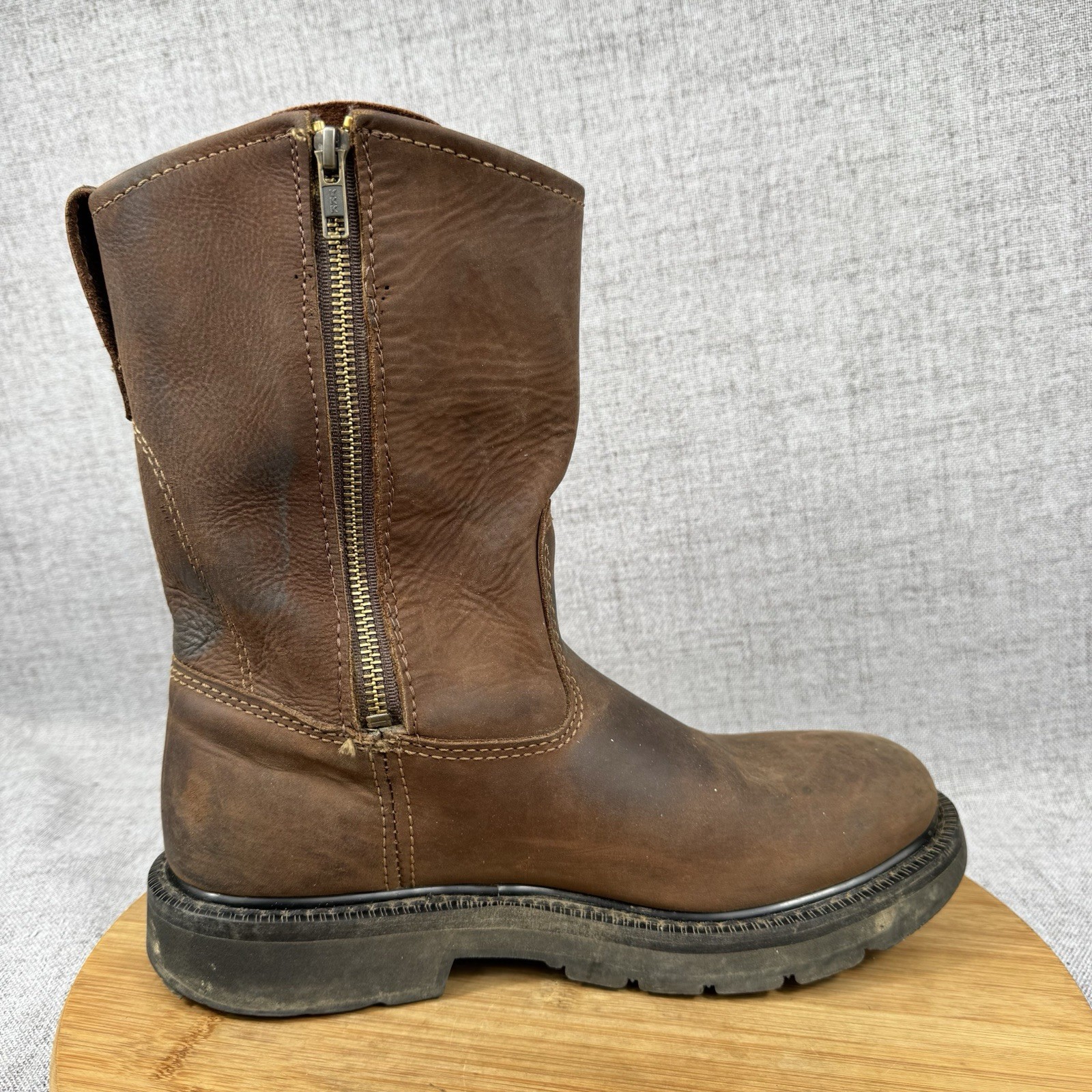 Wolverine Wellington Boots Mens 8 M Pull On Brown Leather Work Soft Toe W04727