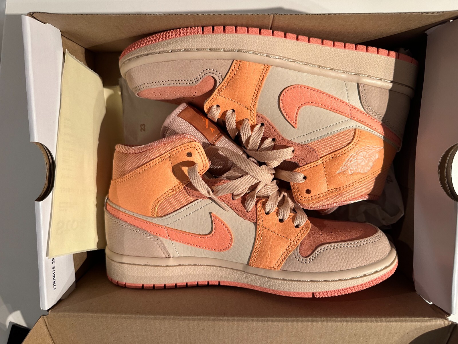 Jordan 1 Mid Apricot Orange 5.5 Women