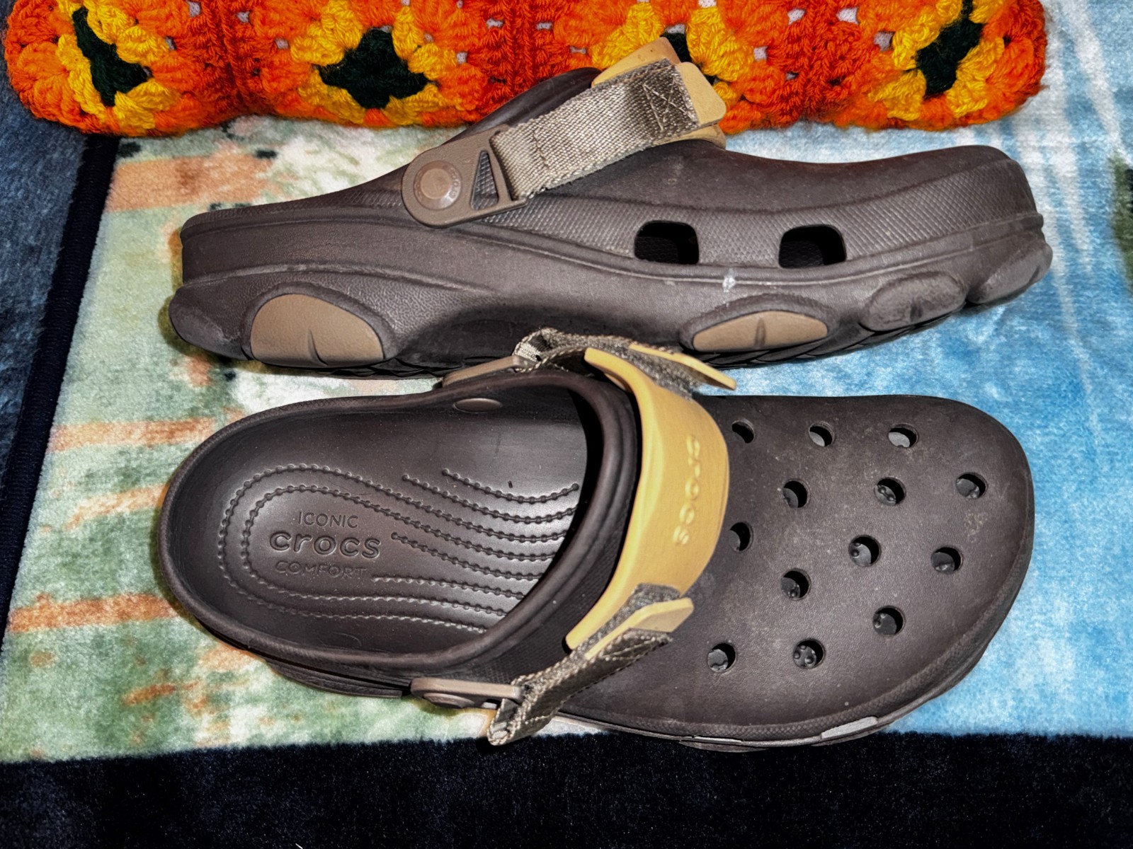 Crocs Offroad Sport Clogs Iconic Comfort Adjustable Strap Brown Size M 10 / L 12
