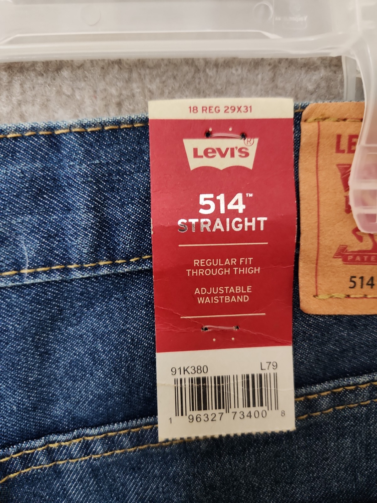 Levis 514 Straight Jeans Mens 18 29×31 Blue Medium Wash Adjust Waist NEW