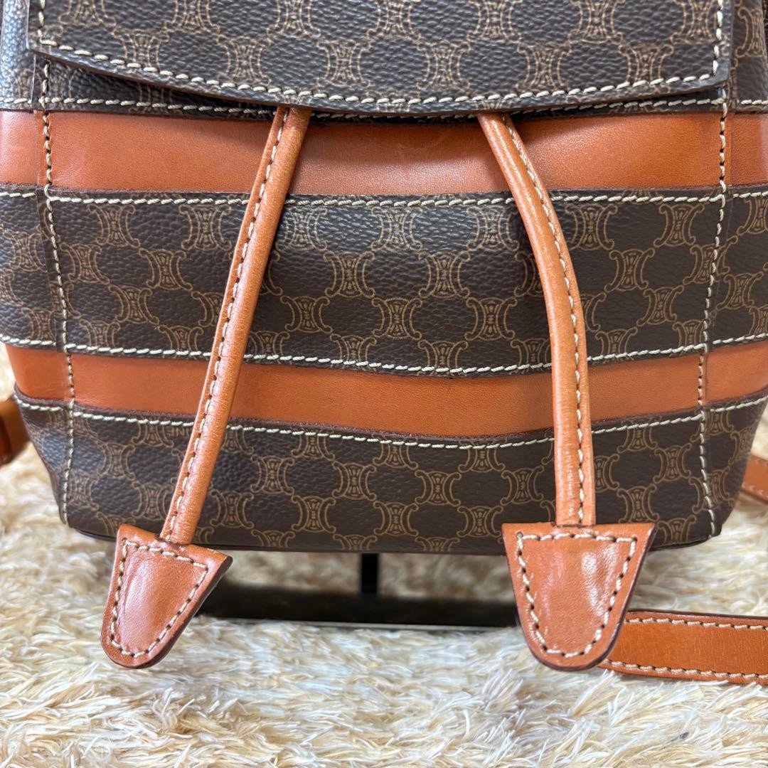 CELINE Macadam Pattern PVC Backpack Brown Leather Women’s Authentic Bag