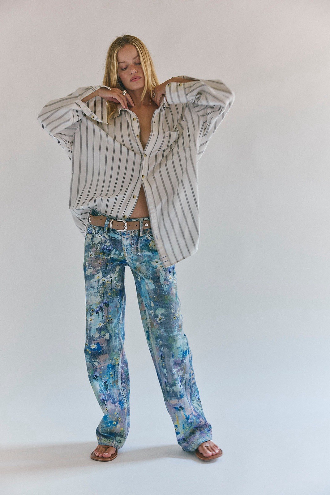 We The Free Tennessee Low-Rise Illusions Jeans Floral Canvas NWT 24 MSRP $198