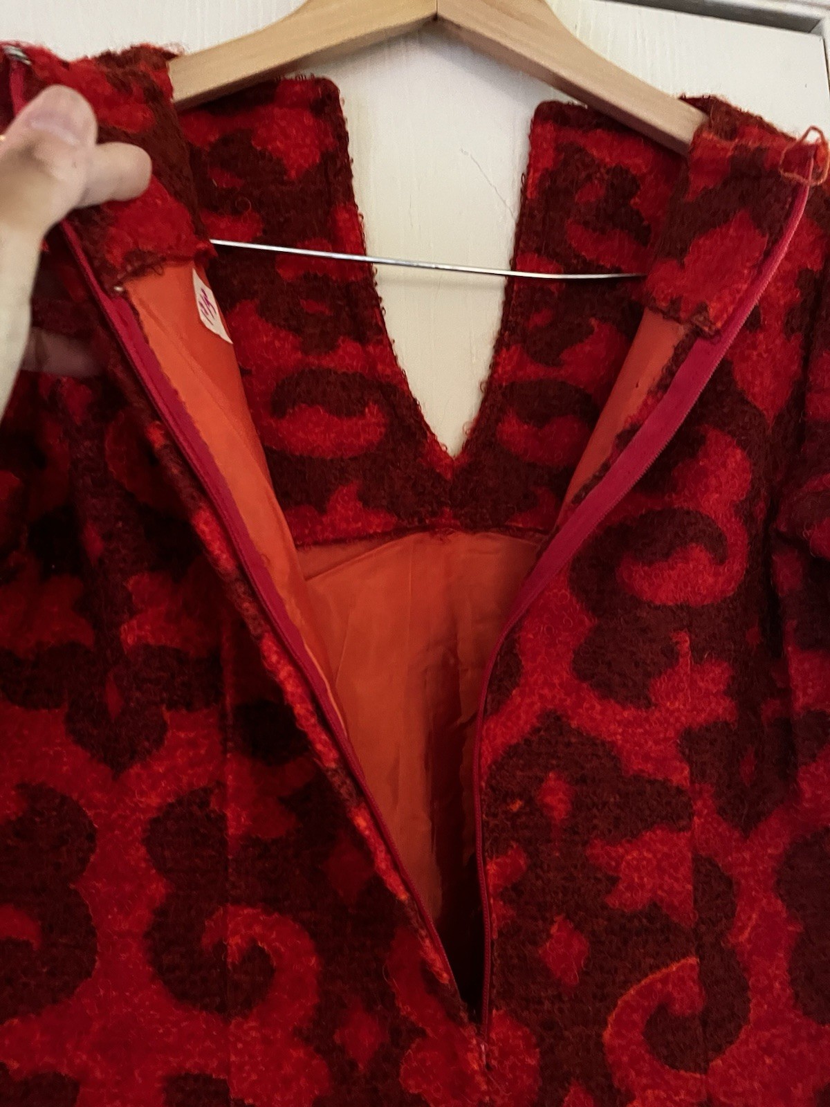 VTG 60s Retro Wool Mod Twiggy Madmen Handmade Metal Zip Dress S
