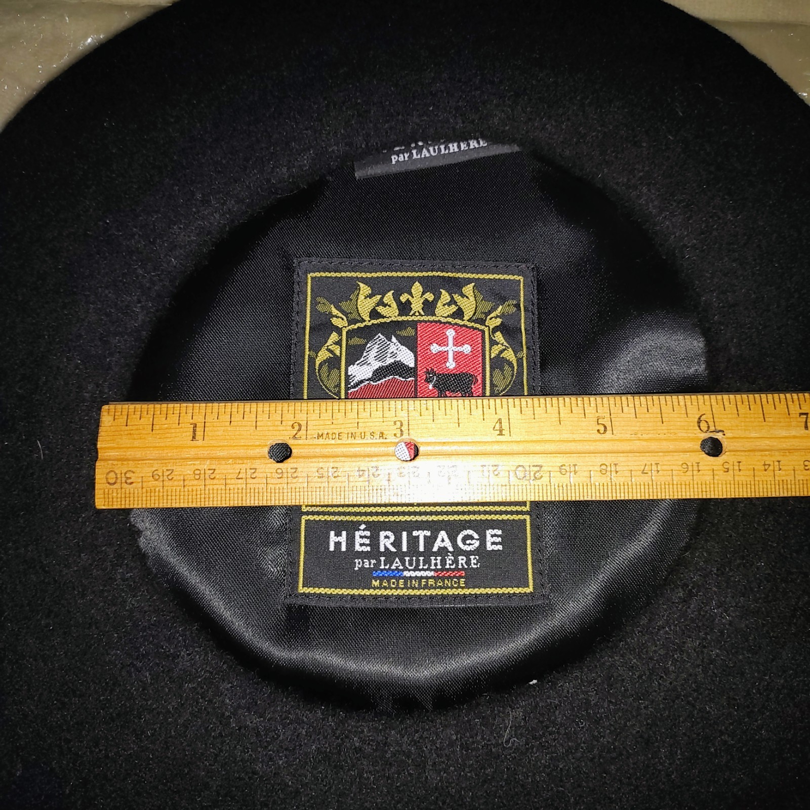 Heritage par Laulhère Authentic French 100% Wool Beret Black 10.5 Inches France
