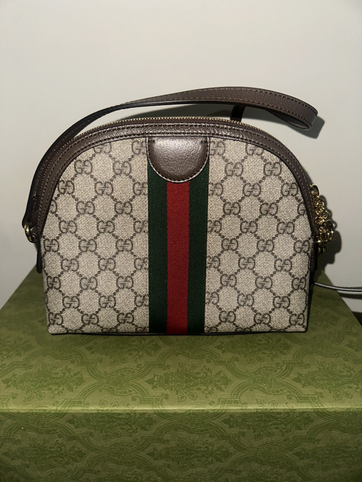 Gucci GG Supreme Monogram Web Ophidia Dome Crossbody Shoulder Bag Handbag Purse