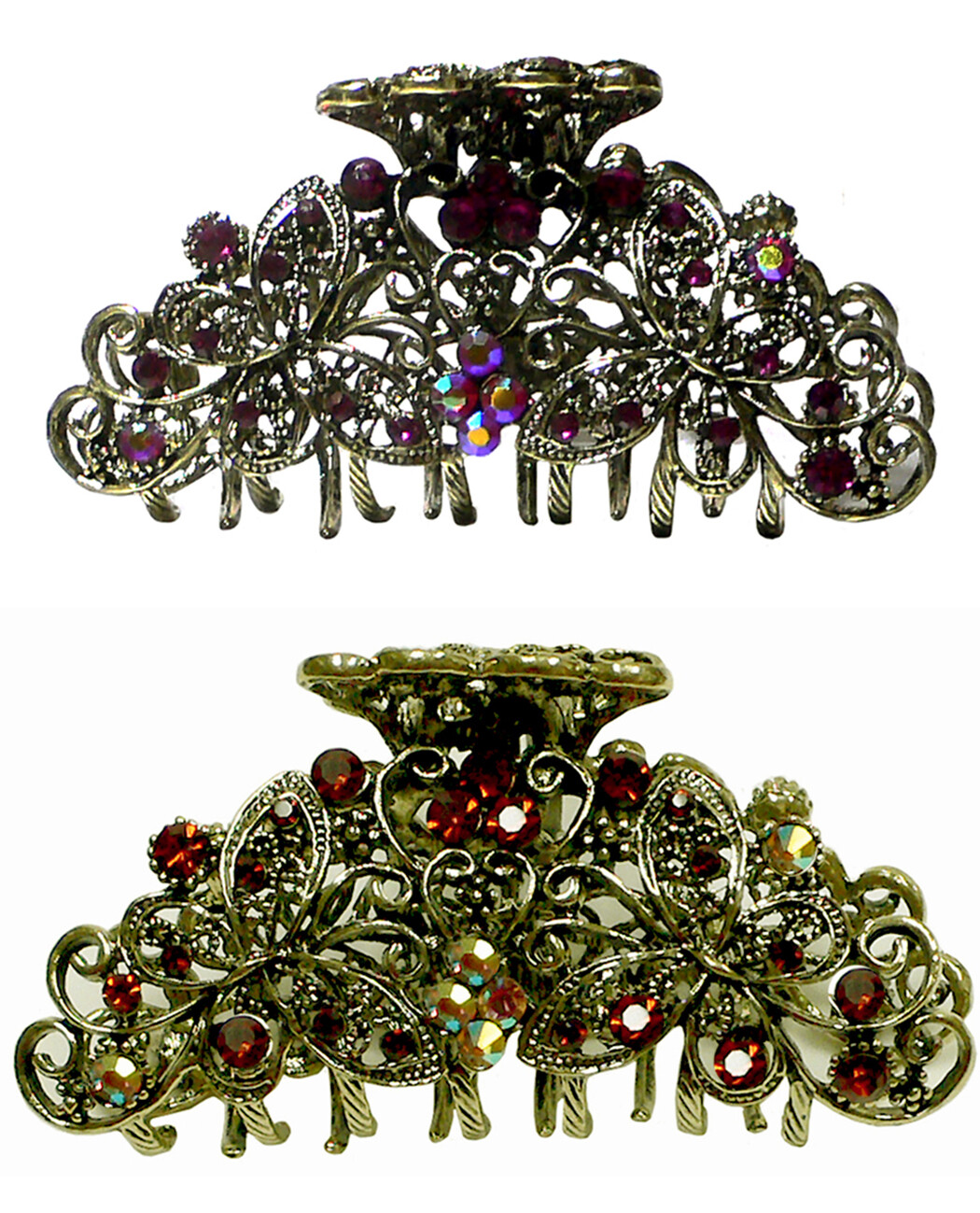 Set of 2 Metal Jaw Claw Clips Butterfly Design Thick hair 2 Color RW86410-6132-2