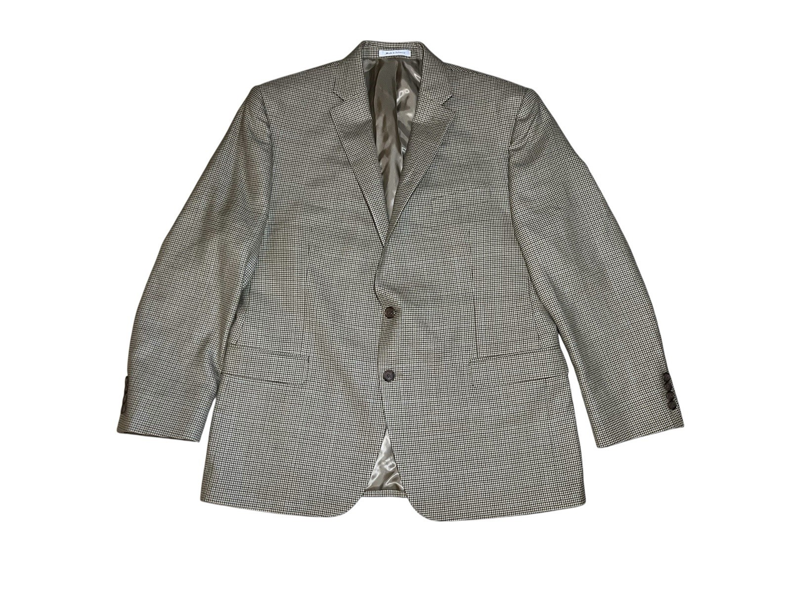 Lauren Ralph Lauren Mens Wool Silk Blend Blazer Sport Coat Brown Houndstooth 44R