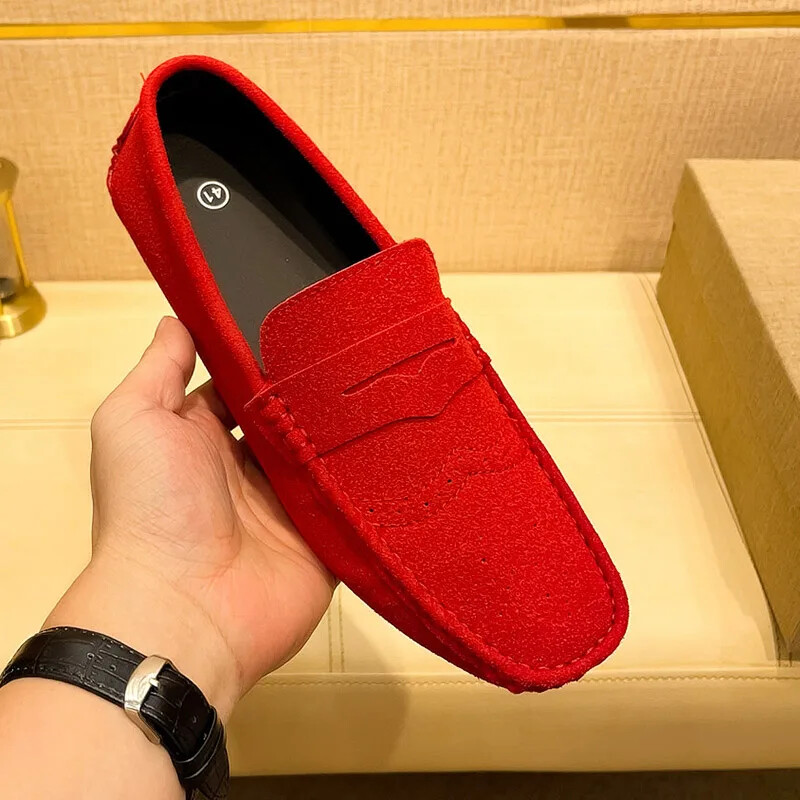 Men Casual Shoes Suede Lazy Slip-on Driving Flat Boat Shoes Loafers Moccasins