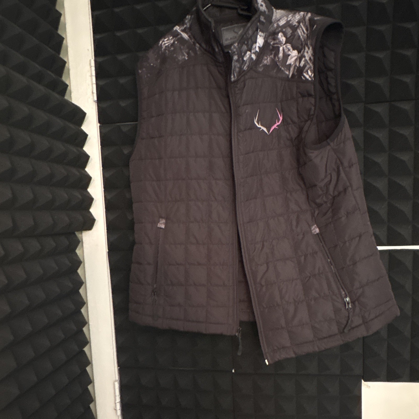 Black Antler Men’s Black Quilted Zip Vest Stand-Up Collar Mid-Length XL