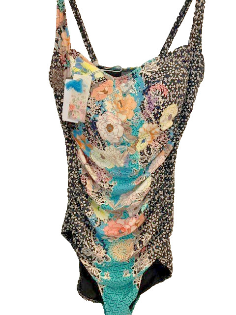 NEW TAGS JOHNNY WAS MILA RUCHED ONE PIECE FLORAL BATHING SUIT SWIMSUIT 3X $198