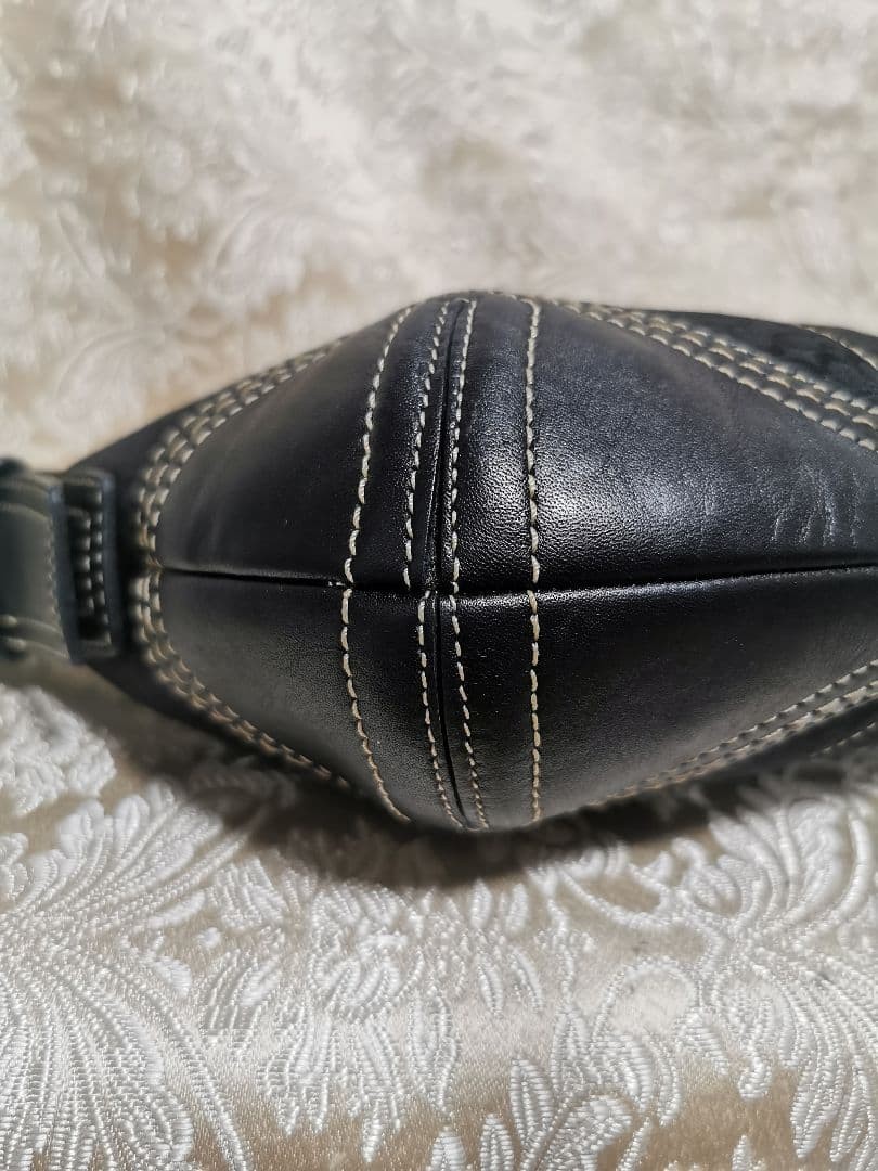 Coach One-Shoulder Bag Black 2154 Signature Canvas Leather Jacquard 9.8 inch