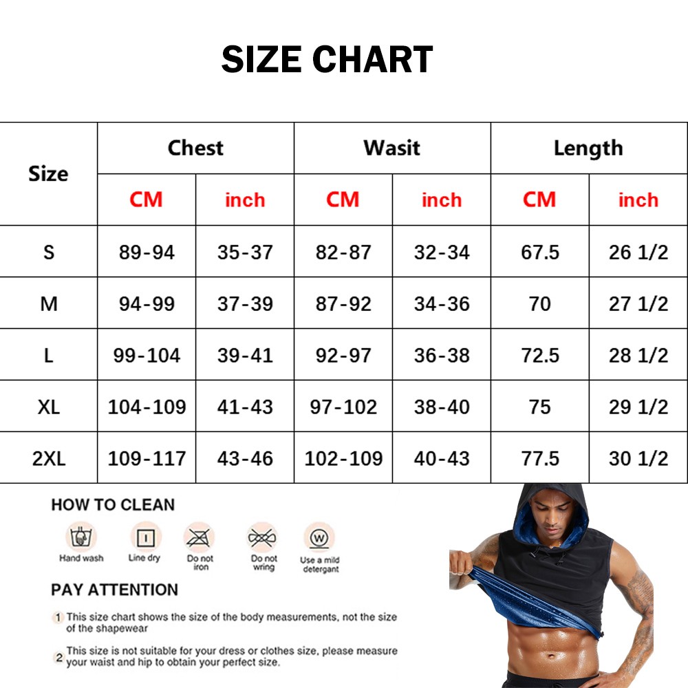 Men Sauna Shirt Heat Trapping Workout Vest Hoodies Tank Top Sweat Suit Shaper US