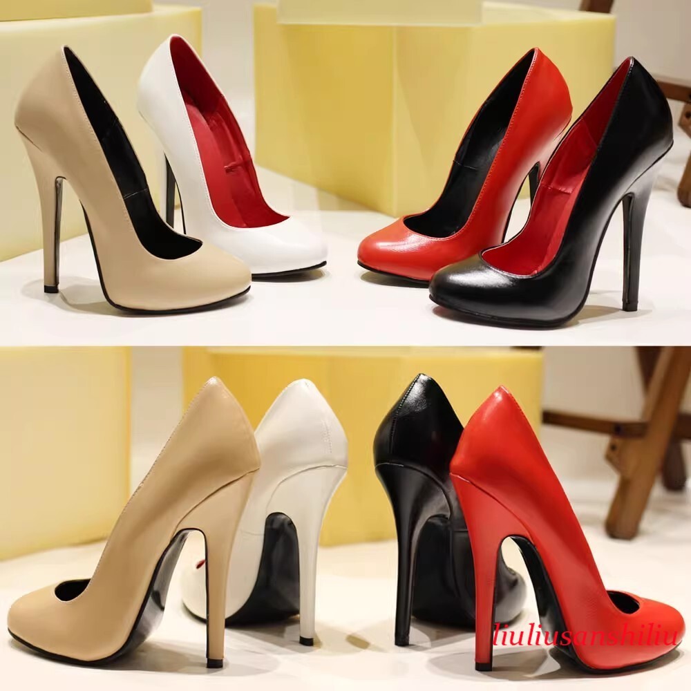 14cm High Stiletto Heels Womens Pointed Toe Slip on Pumps Nightclub Runway Shoes