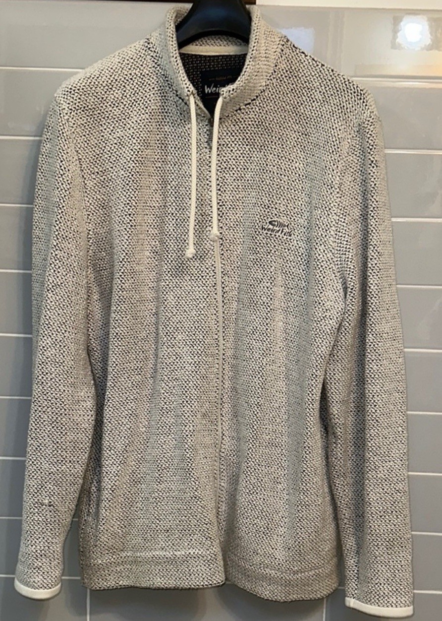 Men’s Weird Fish Transom Eco Full Zip Macaroni Sweater Size XL