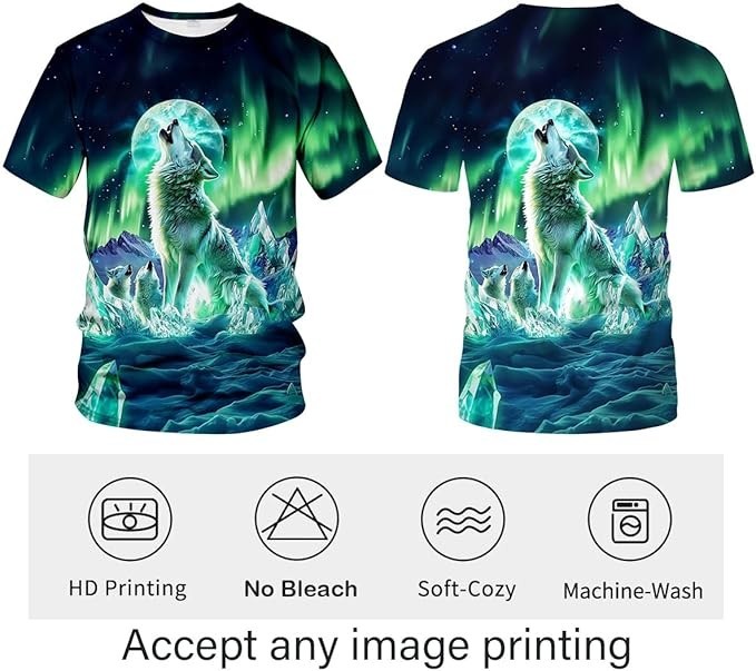 Funny Wolf Graphic T-Shirt Novelty Short Sleeve Crewneck Shirt