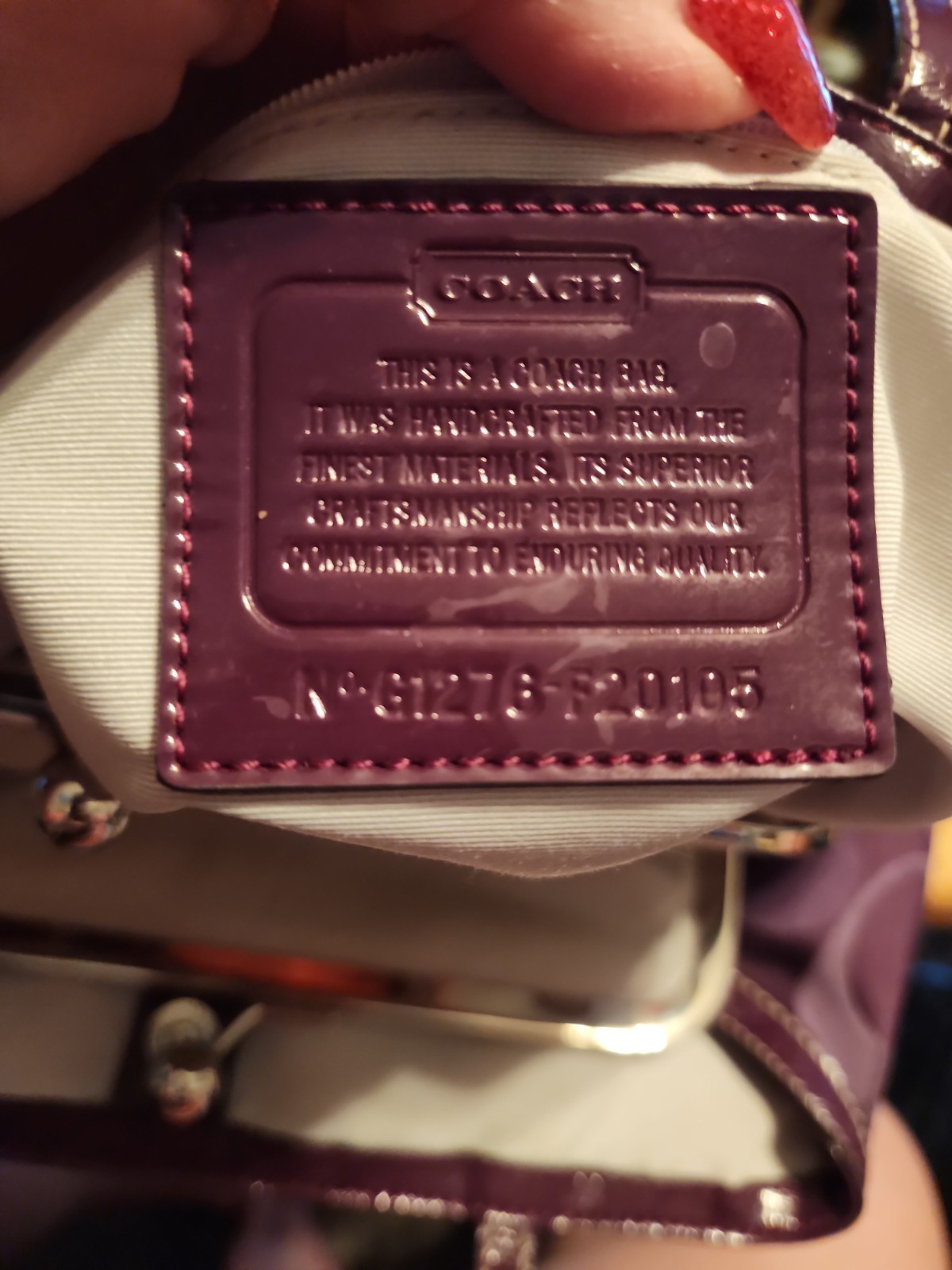 Coach Signature Jacquard Kisslock Tote Bag Purple 20105 Leather Trim