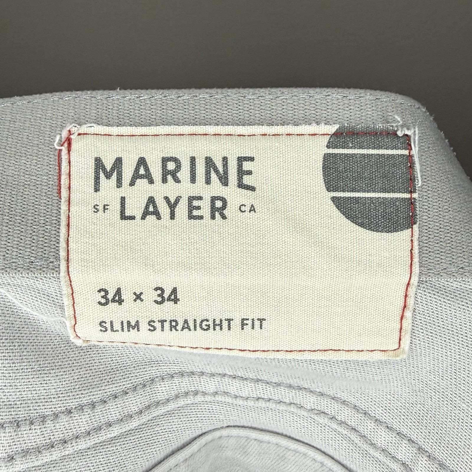 Marine Layer 34×34 Flex Terry 5 Pocket Slim Straight Fit Light Gray Men’s Pants