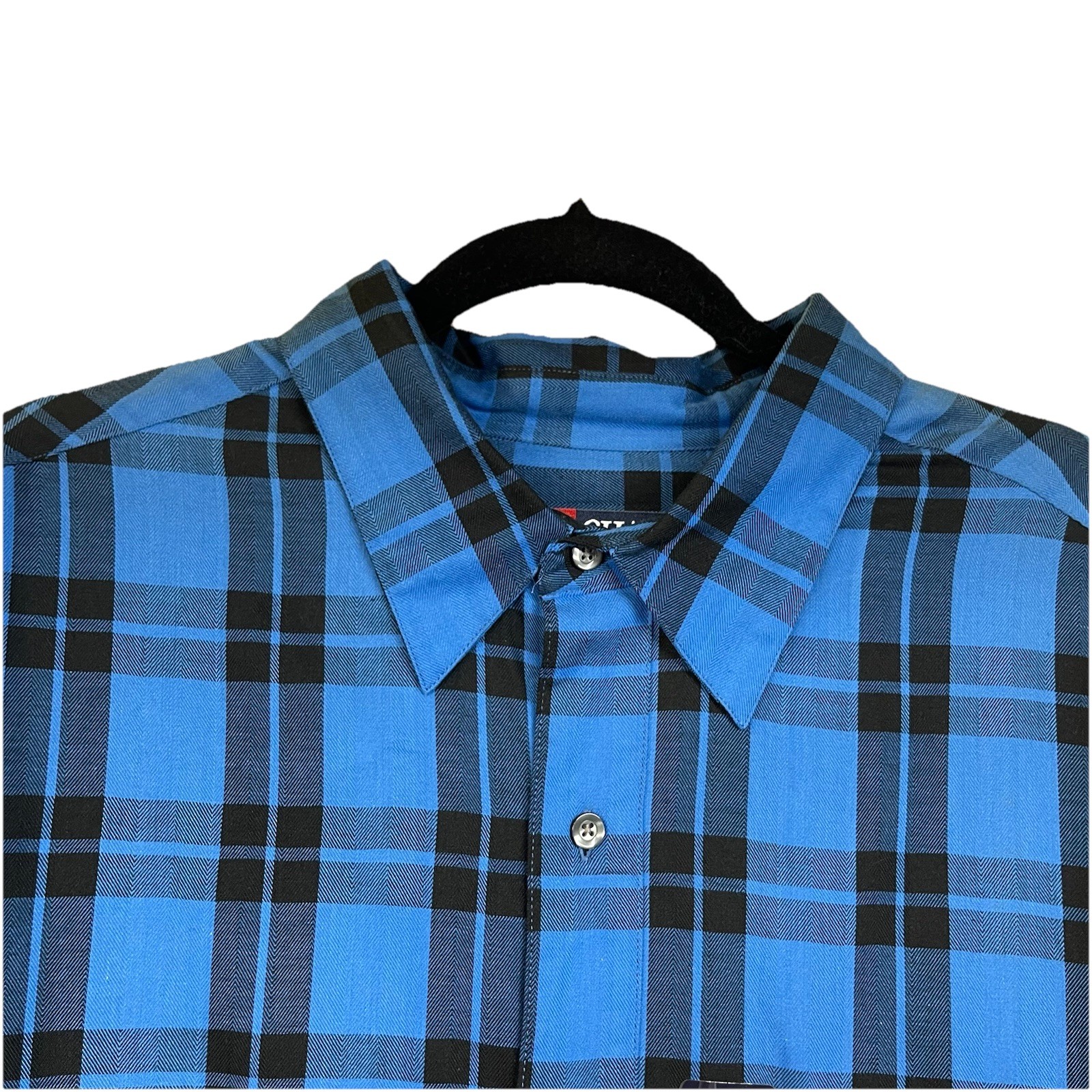 Chaps Ralph Lauren Plaid Shirt Blue Flannel Tartan Cotton Button Up XL