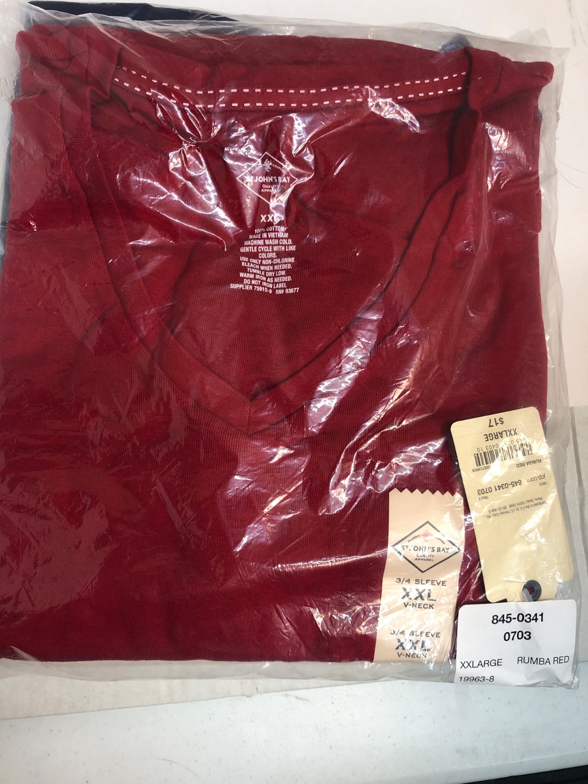 Two St. John’s Bay 3/4 Sleeve V-Neck Tees Women XXL