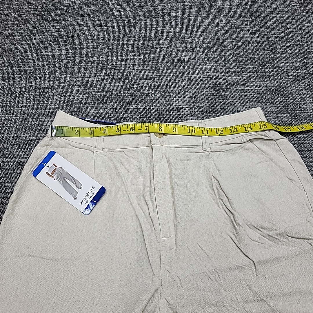 Sound Style Womens Dressy Button Zip Fly Linen Pants w Pockets Large Size Tan