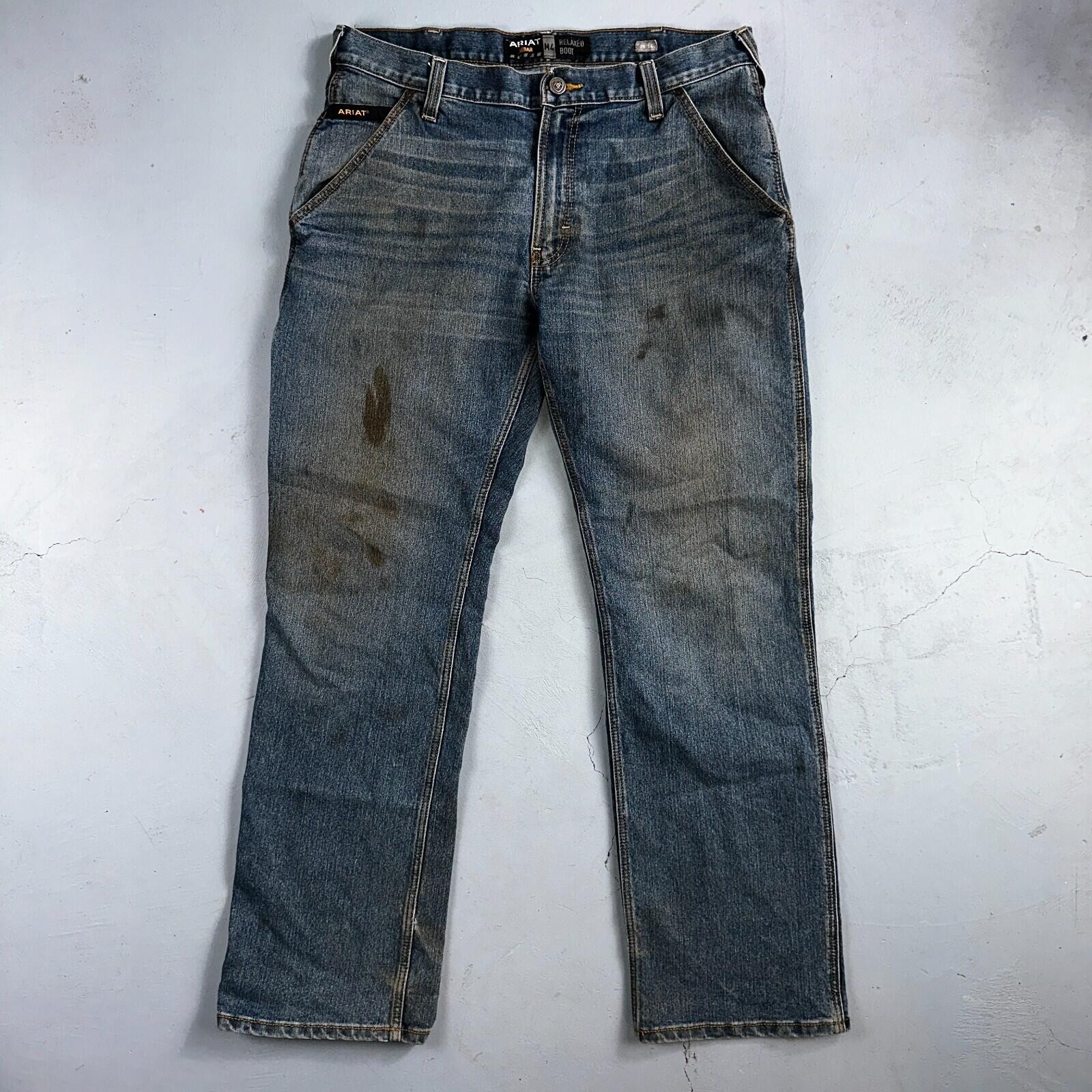 Ariat Rebar Jeans Men’s 35×34 Blue M4 Workhorse Edge Boot Cut Western
