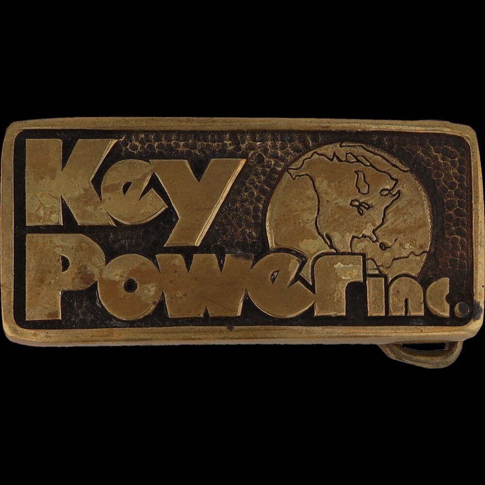 Brass Key Power Solutions Fujian Co Energy Utilities 1970s Vintage Belt Buckle
