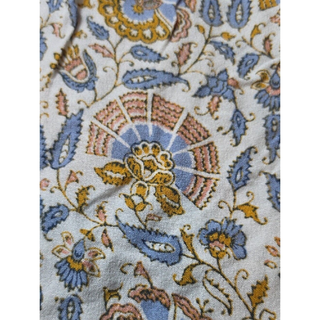 LUCKY BRAND | Boho Peasant Tassel Tie Floral Paisley Blouse Flowy Viscose | M