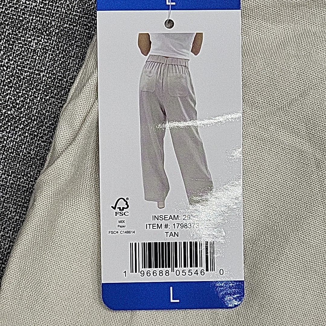 Sound Style Womens Dressy Button Zip Fly Linen Pants w Pockets Large Size Tan