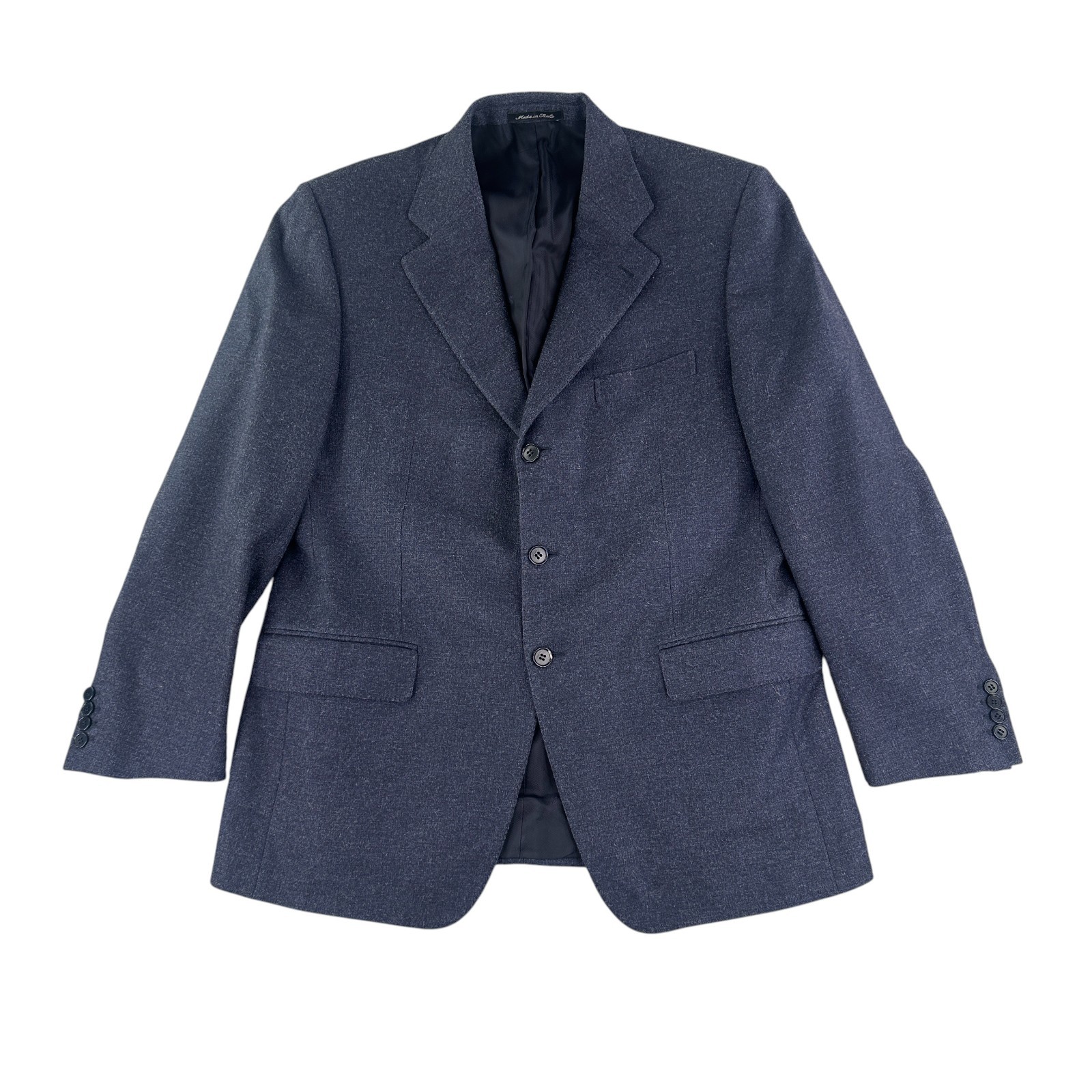 Eddy Monetti 52R Navy Heather Wool Camel Hair Silk Sport Coat Blazer Italy