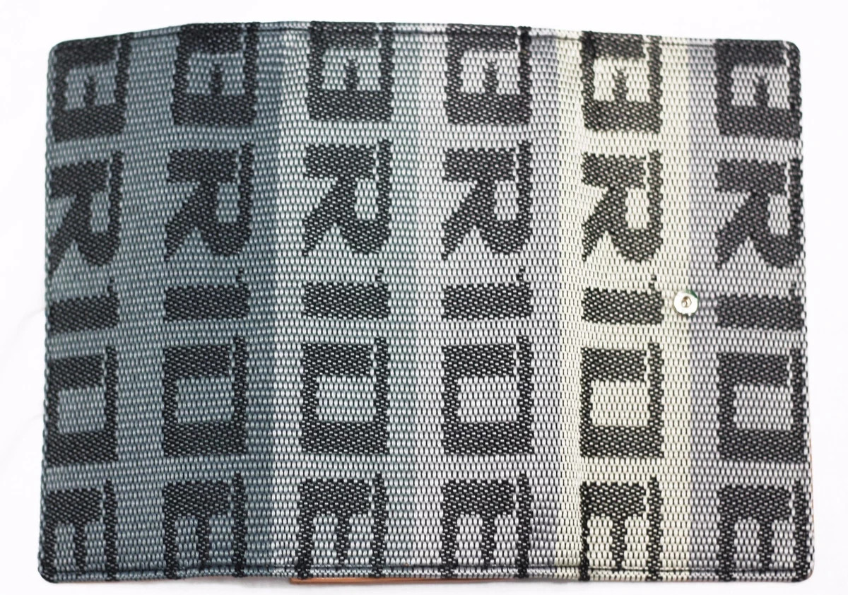 JDM Bride Racing Trifold Wallet for Women Black Gray Gradation Fabric Tan Leathe