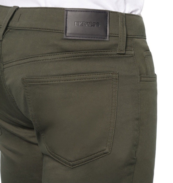 Men’s Express Slim Fit 5 Pocket Olive Pants 34 X 32 NWT MSRP 88.00 Free Shipping