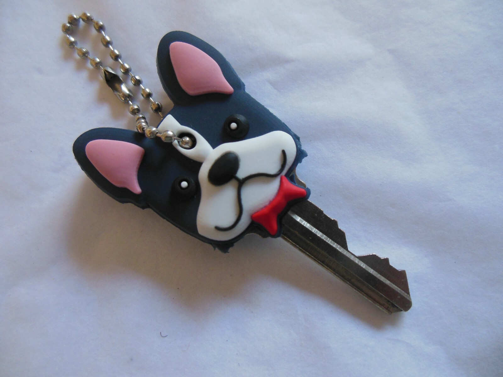 Gray Puppy ** Key Cover 3-D keychain *{ soft silicone } ** Free Shipping
