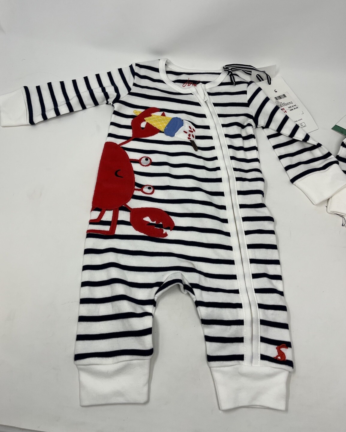 Joules – Winfield Cotton Zip Sleepsuit – Navy Crab 0-3 Months