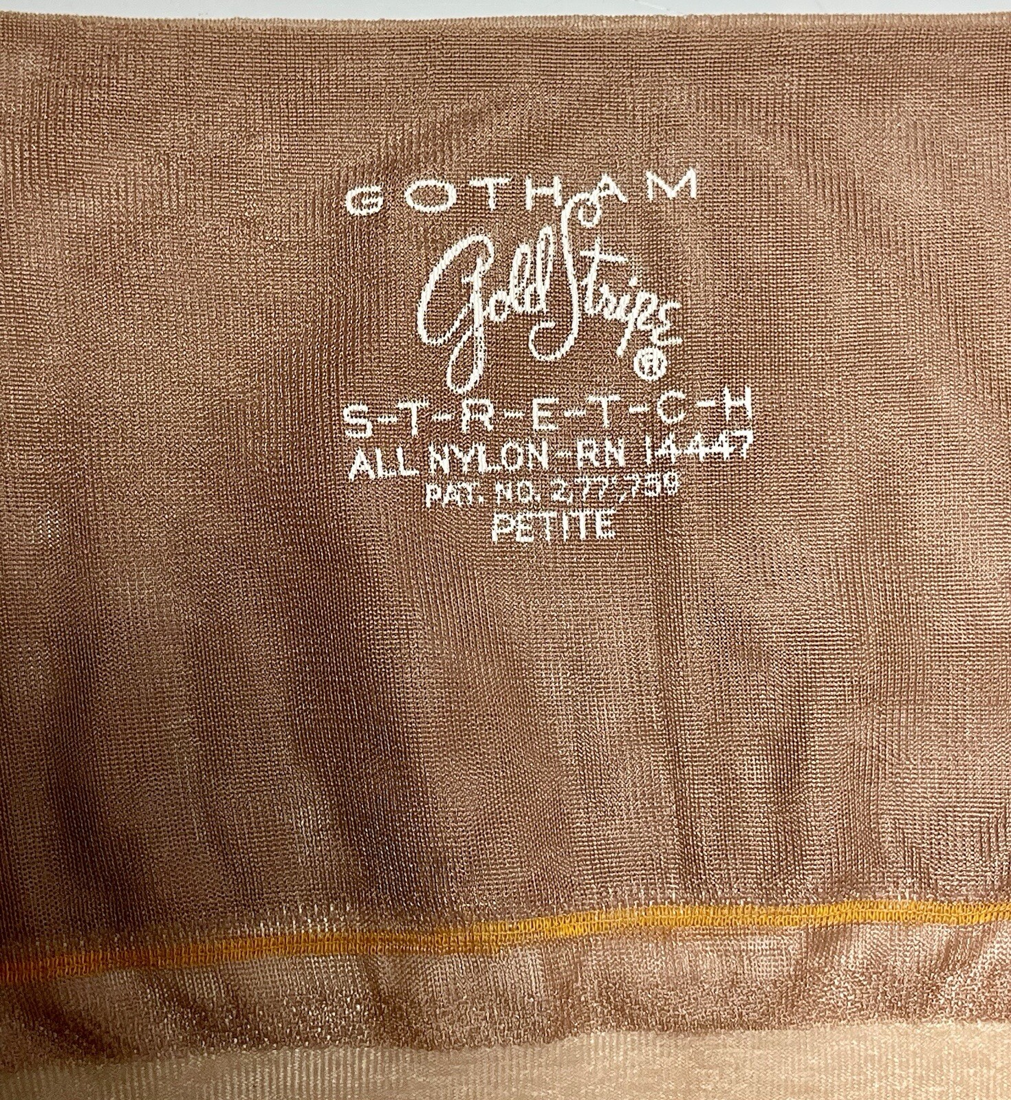 Gotham Nylons Gold Stripe Stretch Seamless Petite Sunset -RN 14447 G-40 1.35