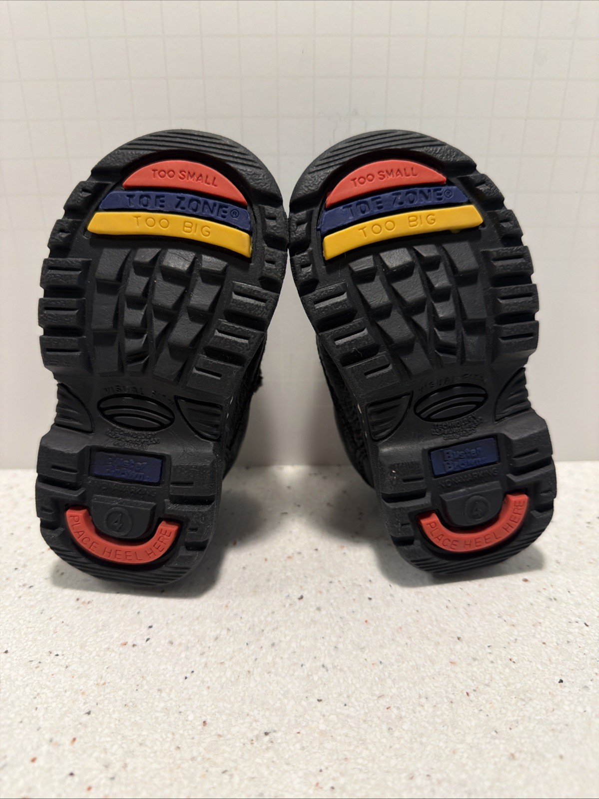 BUSTER BROWN baby Boys Black Leather Shoes Size 10 M Closed Toe With Toe Zone